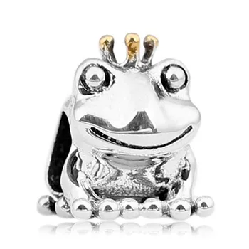 

Authentic 925 Sterling Silver Bead Charm Cute Frog Prince With Gold Crown Beads Fit Bracelet Bangle Diy Jewelry