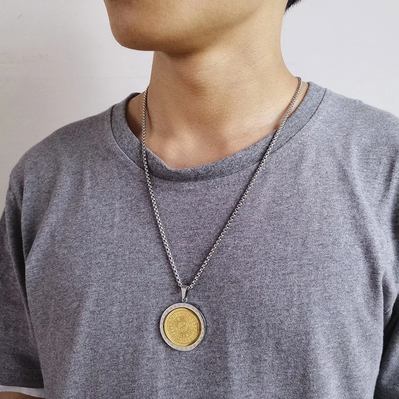 Поворотный Кулон в виде монеты LOOKER для мужчин и женщин ожерелье Taoism Yinyang Bagua