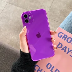 Neon Fluorescent Candy Color Transparent Soft TPU Phone Case for iPhone X and XS (Purple)