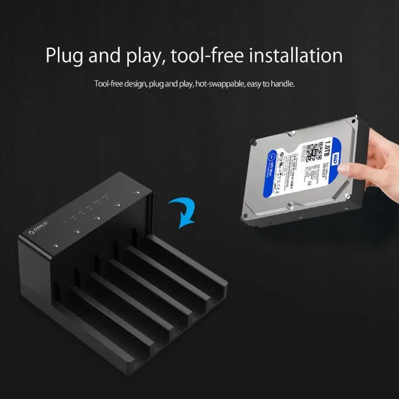 ORICO 5-Bay SATA to USB3.0 жесткий диск Док-станция 60 ТБ Максим 6 Гбит/с высокоскоростной USB3.0 type-B корпус 2,5/3,5 дюймов HDD Чехол
