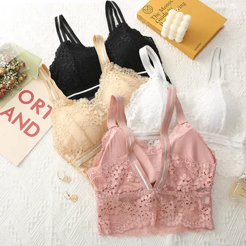 

Sexy Lace Bra 2020 Wide Summer Inside with Suspender Wrapped Around the Chest Soft Skin Free Steel Ring Lingerie