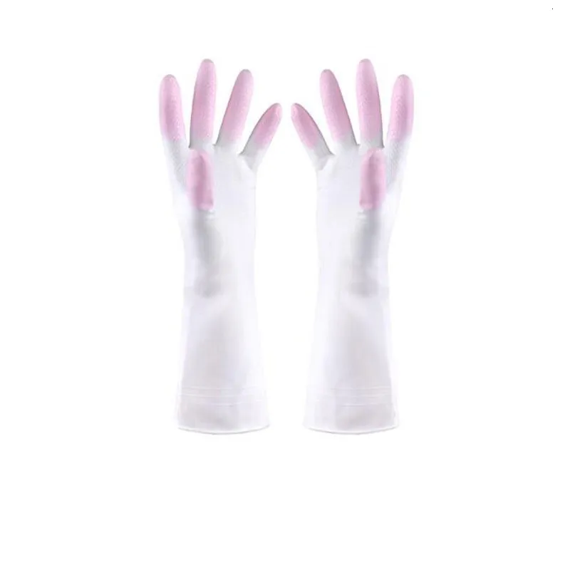 Pink Силиконовый посудомоечный скребок, резиновые перчатки, кухонные противоскользящие, для уборки дома, чистящий посудомоечный перчатки, кухонные инструменты - Цвет: Pink
