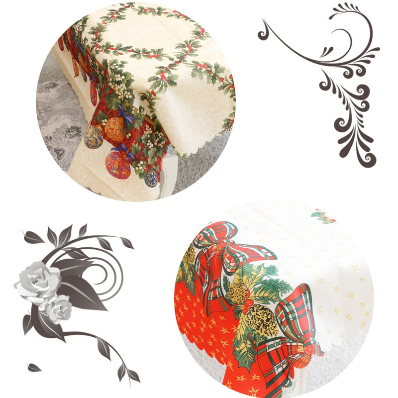  180cm Christmas Tablecloth Xmas Printed Table Cloth Dining Table Dust Cover Home Decoration for Chr