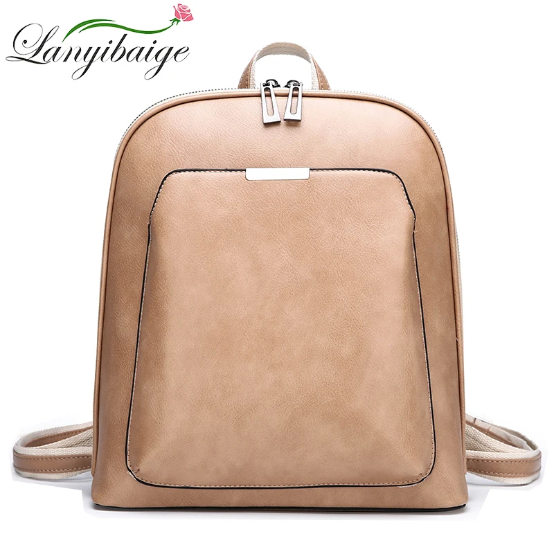 2021 Summer fashion women backpack high quality leather backpacks female bagpack solid school shoulder bag for girls Sac a Dos |