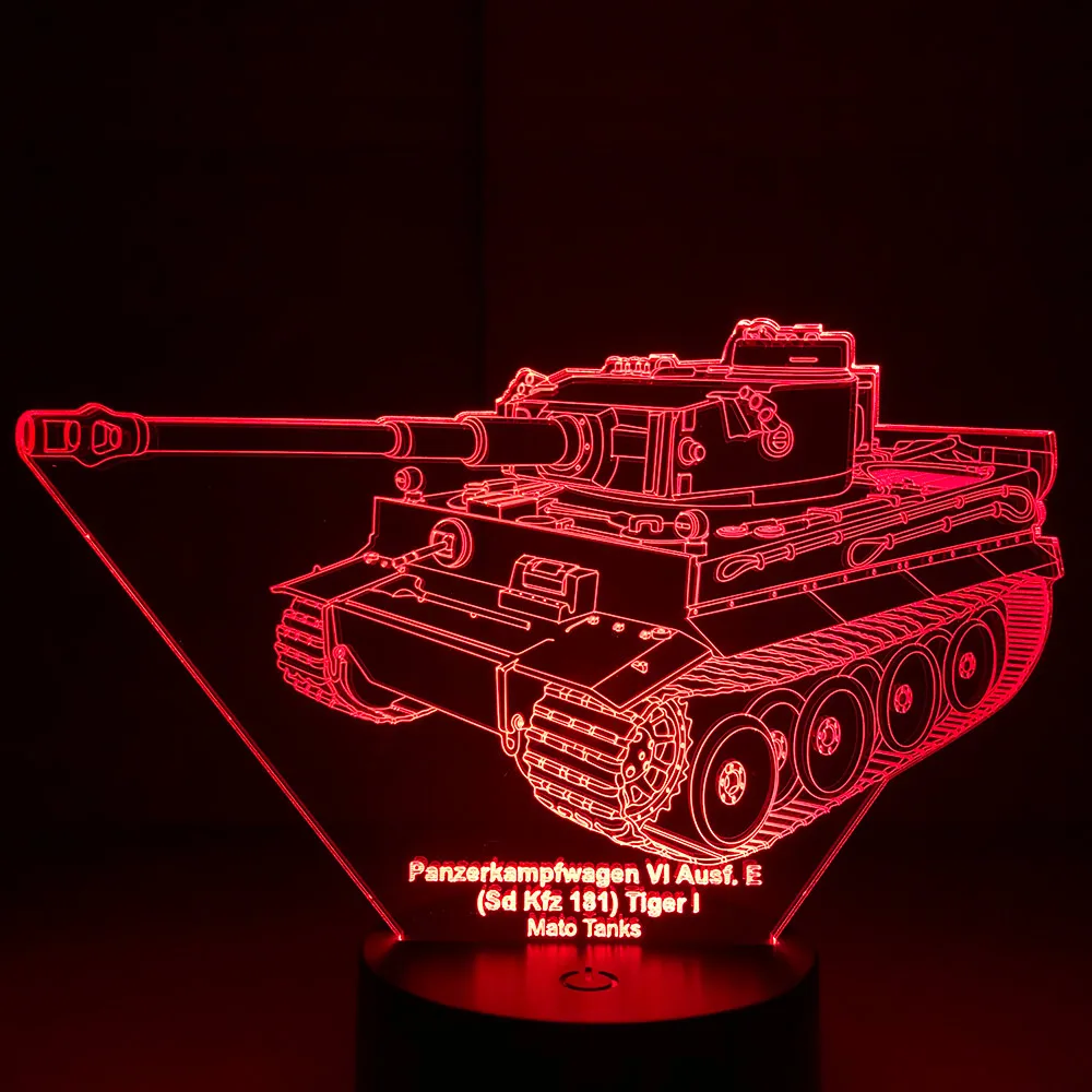 Тигра 1 танковая модель 3D Иллюзия USB сенсорный экран, 7 цветов, Акриловые Ночной светильник Настольная лампа