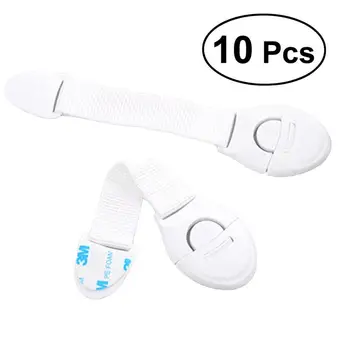 

10pcs Baby Safety Locks Multipurpose Child Proof Strap Lock for Cabinet Cupboard Drawer Refrigerator No Tools Needed (White)