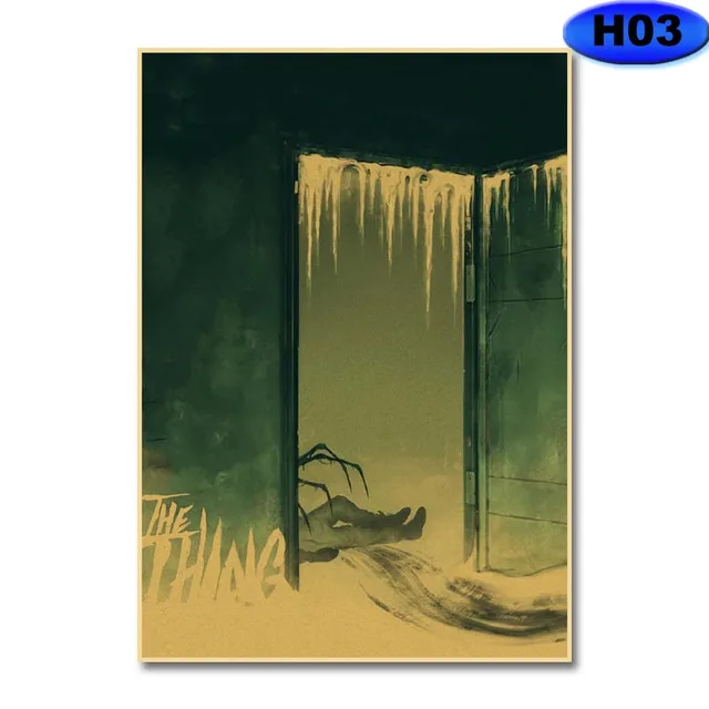 Retro Kraft Paper Movie Posters Classic Horror Movie The Thing Poster Home Decor Living Room Bar Cafe Art Painting Wall Sticker H03