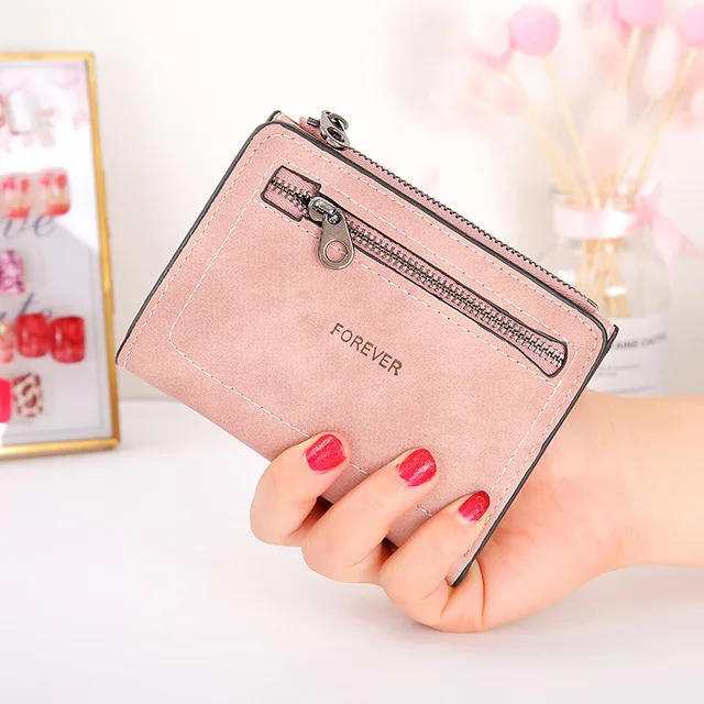 Женский кошелек, кожаные кошельки, модный бренд, роскошный, мягкий, на молнии, милый, 5 цветов, многофункциональный мини-кошелек, женский кошелек - Цвет: Pink