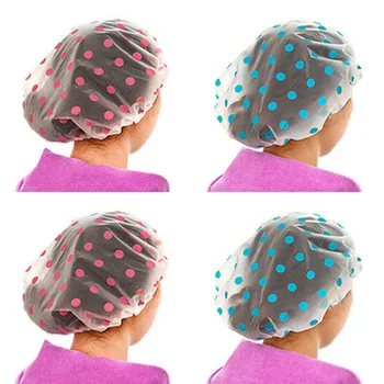

1PC Color Random Dot Waterproof Shower Cap Thicken Bath Hat Bathing Cap for Women