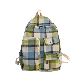 

Fashion Women Plaid Shoulder Bags Cute Backpack Large Capacity Bags Packages Travel Small Female Girls Student Summer 1218