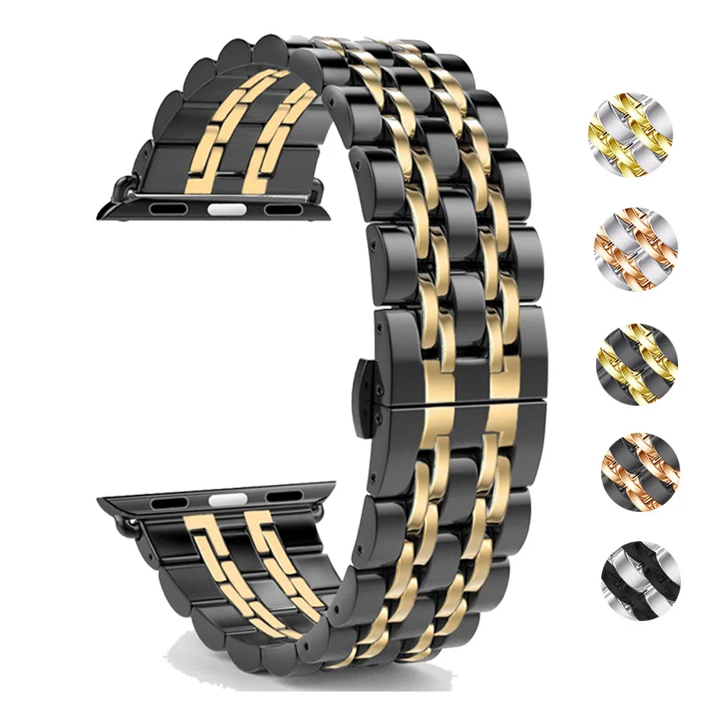 

New Apple Watch Band Series 5 44 38mm Smartwatch Replacement Bands Stainless Steel Link bracelet for iwatch 42 40mm wrist strap