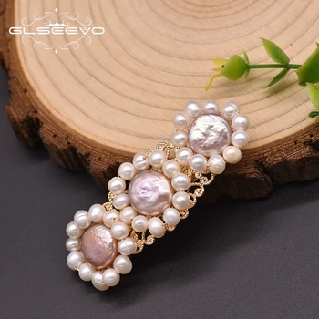 

GLSEEVO Natural Freshwater Baroque Pearl Hairpin For Women Wedding Sun Flower China Air Express Luxury Jewelry GH0015
