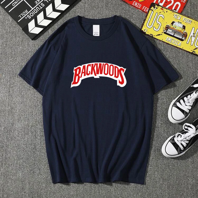 Летний Для мужчин BACKWOODS печать T рубашка мужская мода короткий рукав, о-образный вырез, хлопковая футболка в стиле хип-хоп Рок уличная Для мужчин Костюмы