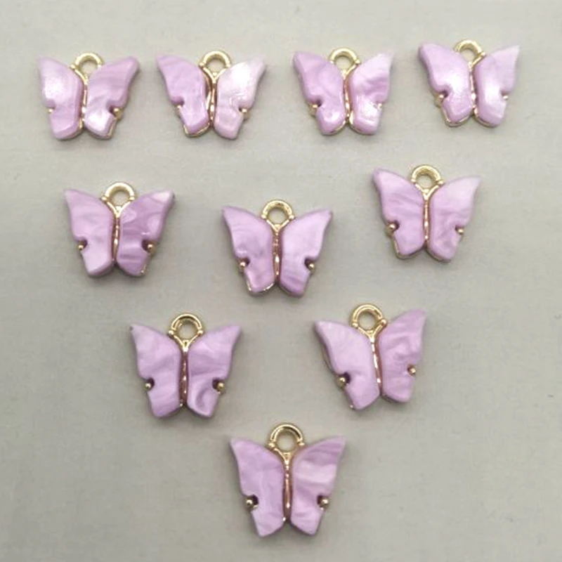 10 шт./лот модные акриловые подвески с бабочками из сплава для самостоятельного