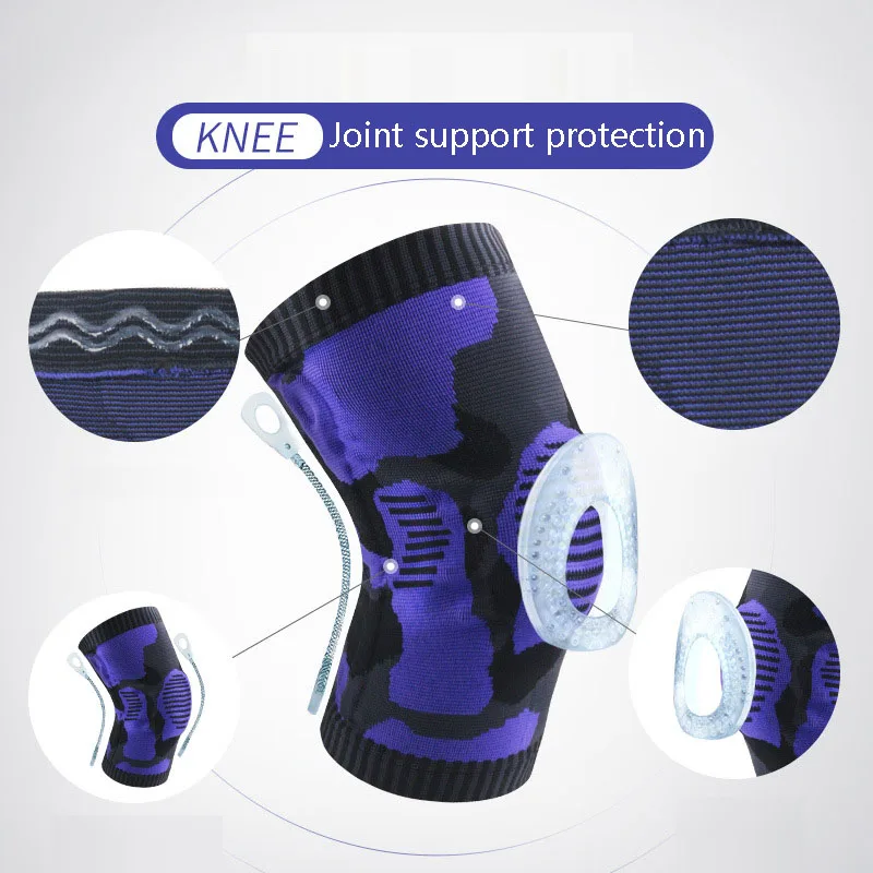 1 PC Compression Knee Sleeve Knee Brace Pads Support Running Basketball Knee Joint Protection Sports Silicone Collision Kneepads