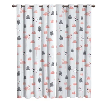 

Cartoon Nordic Flamingo Curtains Window Living Room Curtains Kitchen Indoor Window High Blackout Curtain