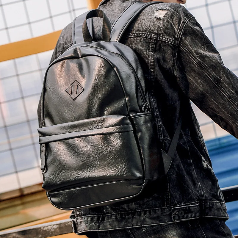 

Men's backpack school wind wild personality pu multi-function large-capacity school bag 2019 new JIULIN