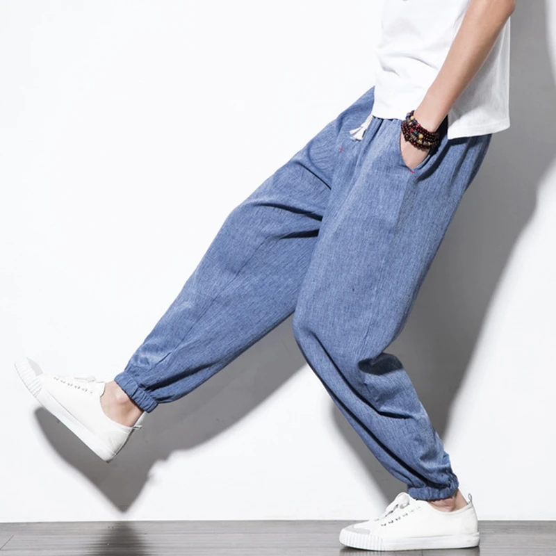 Small Feet Pants 5xl Men's Trousers Chinese Style Casual Retro Trousers Linen Luxury Brand Hanfu Pants Fashion Men's Clothing