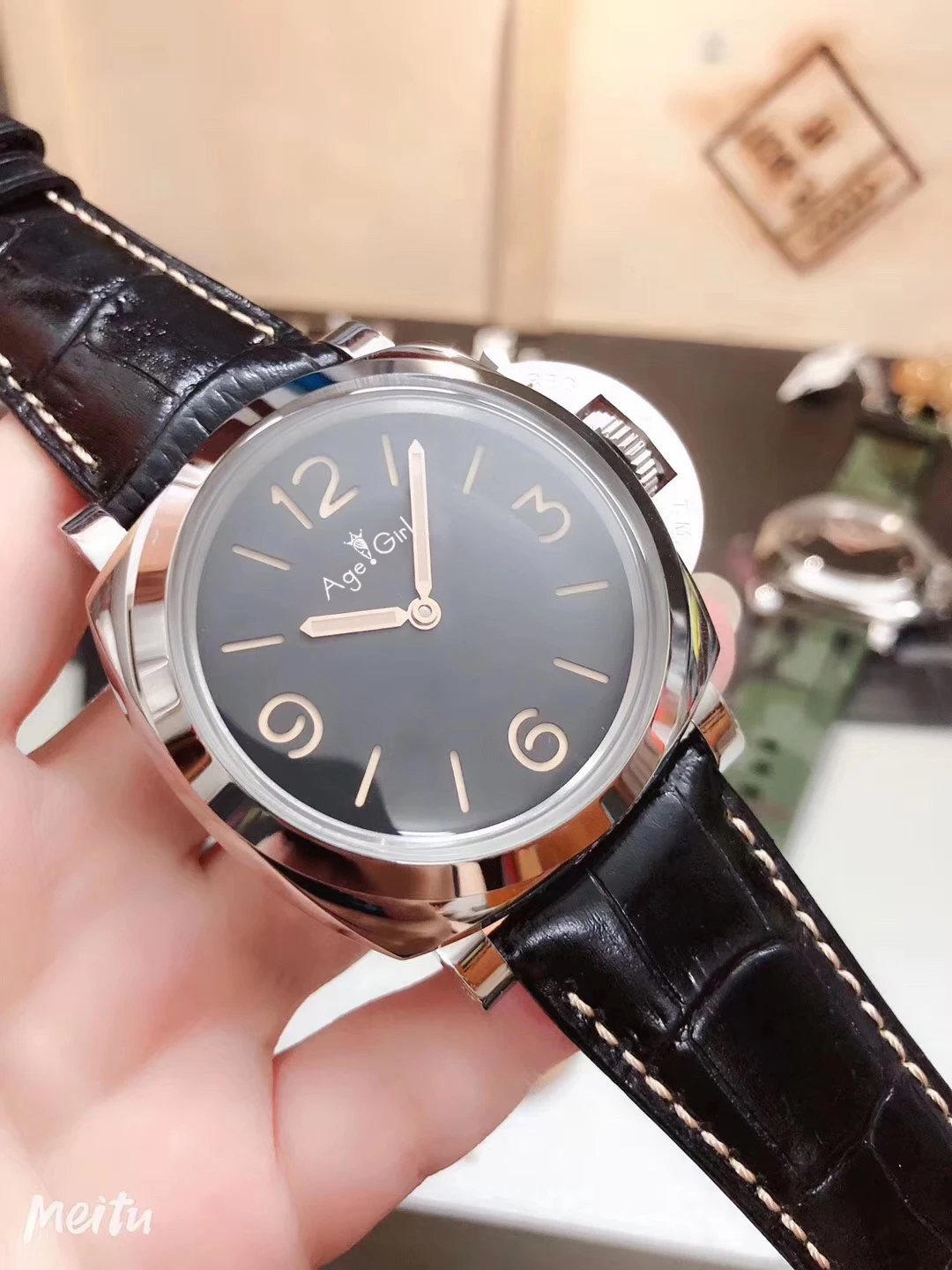 Black Leather Роскошные брендовые Новые Мужские автоматические механические наручные сапфировые часы из нержавеющей стали черного и коричневого цвета с подсветкой 1950 - Цвет: Black Leather