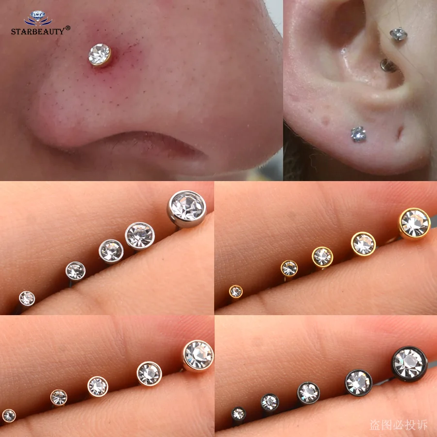 

5pcs 1.2x6/8mm Clear Gem Labret Lip Ring Nostril Piercing Helix Piercing Oreja Tragus Ear Piercing Nose Pircing Earring Jewelry