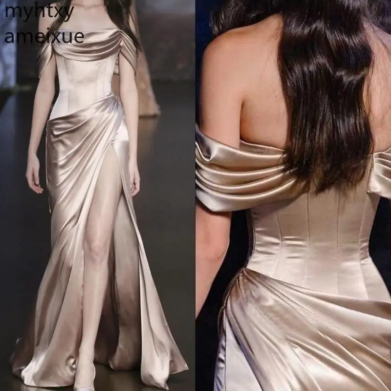 

New Off The Event Shoulder Plus Size Long Evening Dress 2021 Straight Sexy Prom Dresses Abiye Gece Elbisesi Gowns Robe De Soiree