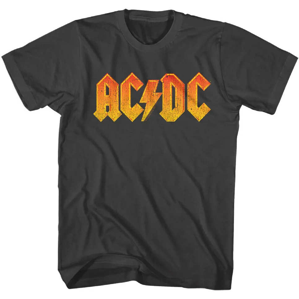 Acdc Винтаж логотип оранжевого цвета Мужская футболка металл рок группа Альбом