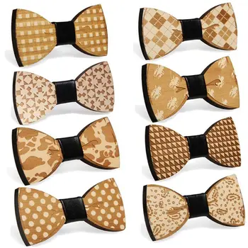 

Men Boy Magic Stage Performance Wooden Bow Tie Polka Dot Water Drop Plaid Paisley Floral Pattern Adjustable Bowknot Wedding Gift