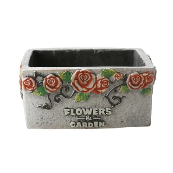 

New Silicone Concrete Mold Rectangular with Embossed Patterns Cement Planter Mould