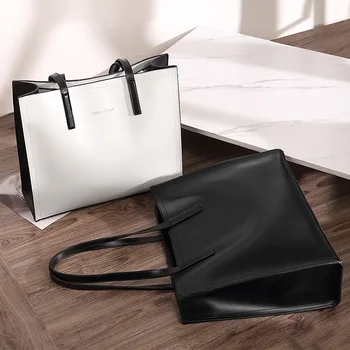 

Women's Briefcases Leather Tote Bags Large-capacity Commuter Bags Shoulder Bags Female