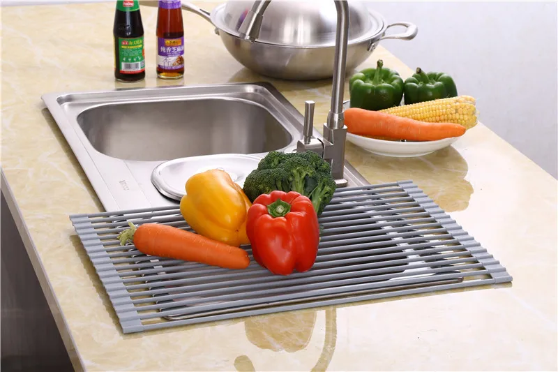 Складные силиконовые сливные стойки для раковины, управление водой, легко хранить кухонную стойку, сушилка для посуды