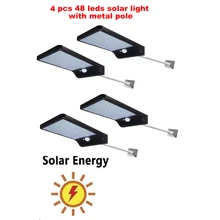2/4pcs 48 LEDs Solar Street Garden Security light Solar Motion Sensor Light with Remote Control outdoor lighting lamp security g