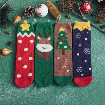 

4pcs Christmas Series Cotton Men Tube Socks Funny Happy Personality Cartoon Men's Long Socks absorbs Sweat Thicken Plus Sizes