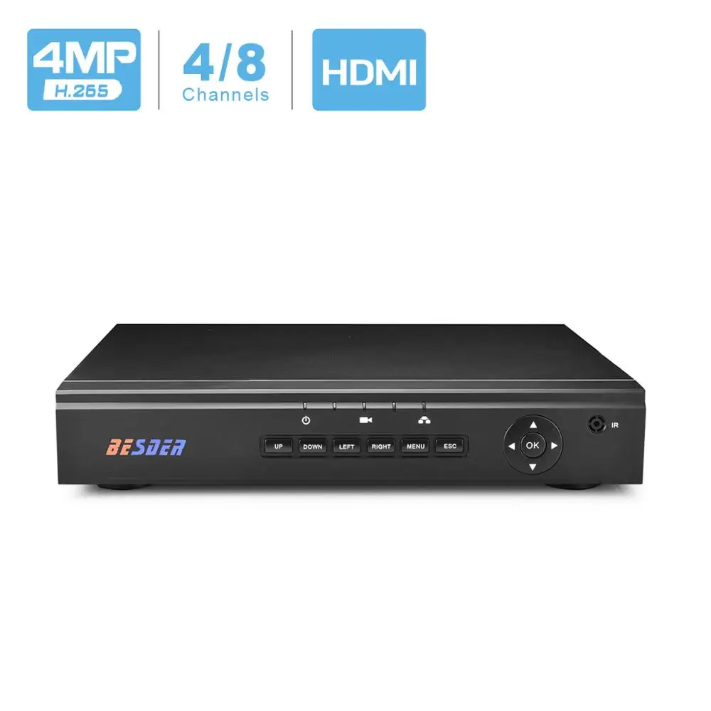 Сетевой видеорегистратор BESDER H.265 4K 4 канала 5 МП 8 каналов для IP камер H.265/264|nvr 4ch|nvr 8ch