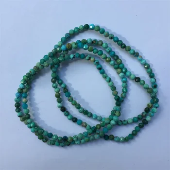 

3MM Faceted Genuine Hubei Turquoise Bracelet Original Gemstone Small Natural Stone Bracelet Jewelry for Daily Party Customize