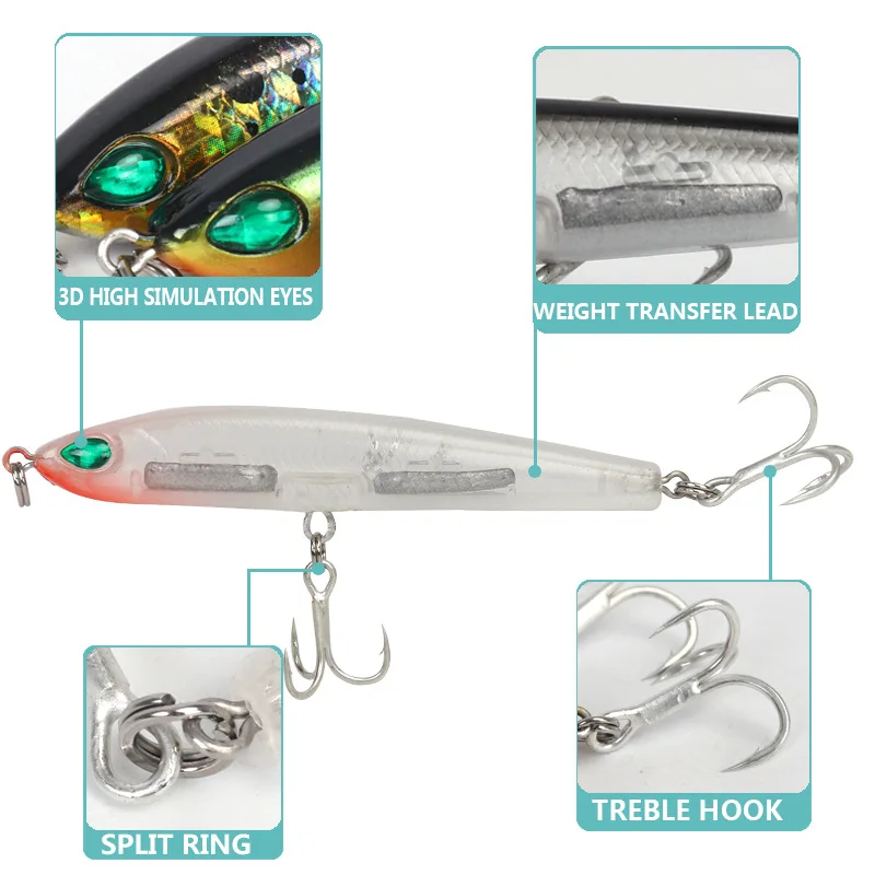 

Lure Small Pencil 8 Cm/9g Bionic Lure Okin Blood Slot Hook Pe010