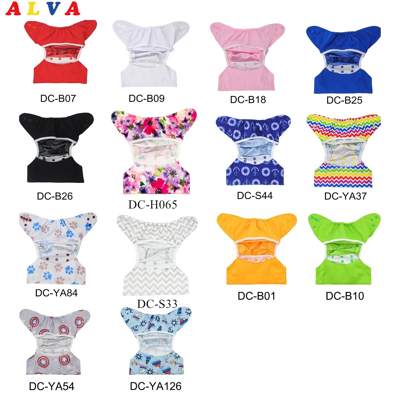 Baby Alva Kids Washable Reusable Cloth Diapers Nappies Pocket in Bunch One Size 