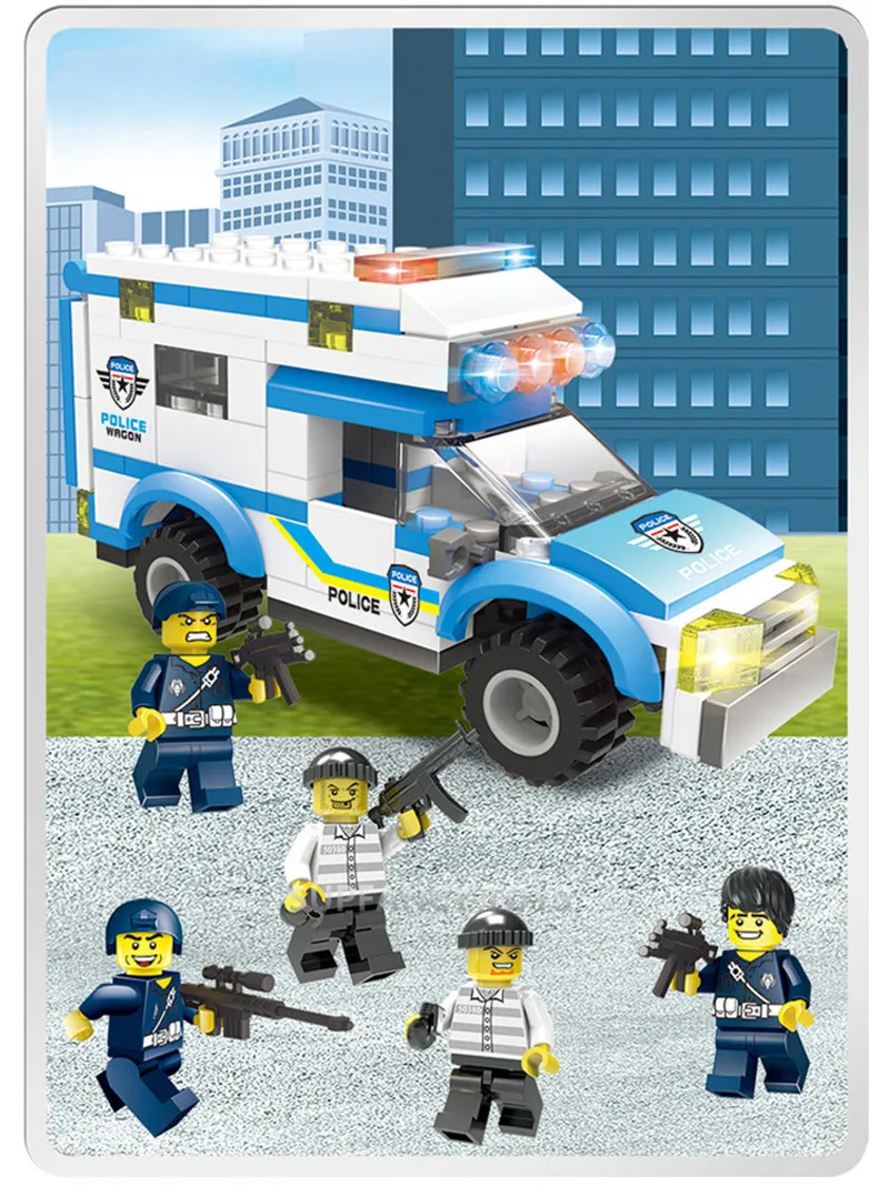 Blocos de Construção Educativos para Crianças Cidade Polícia Estação Conjuntos Helicóptero Navio Swat Carro Crianças Faça Você Mesmo Tijolos Brinquedos 818 Pcs 6 High Quality Brinquedos e hobbies