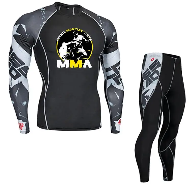 ММА Мужская UFC Тема Мода Фитнес Футболка Бодибилдинг компрессионные наборы рубашка мужская ММА Каратель футболка Кроссфит мускул рубашка - Цвет: 1