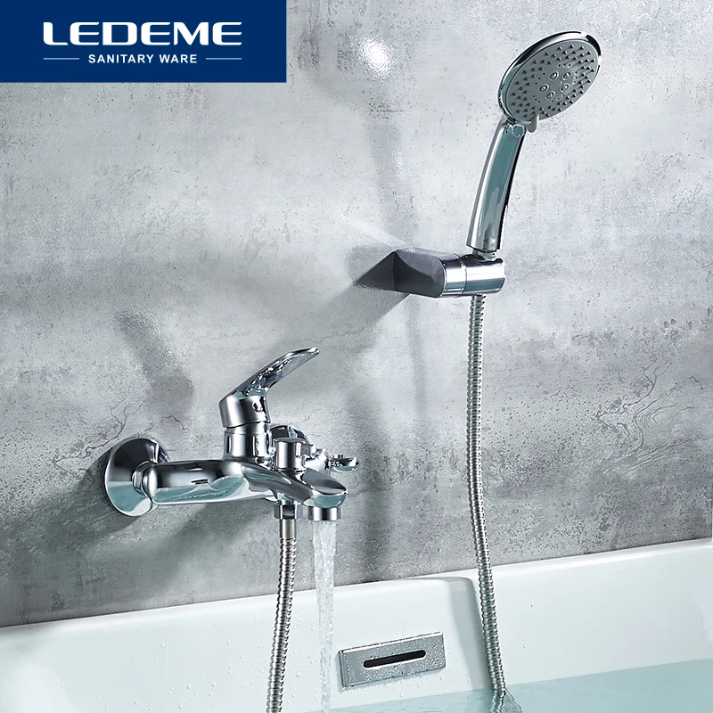 

LEDEME Bathtub Faucets Wall Deck Mounted Bathroom Shower Faucet Set Rainfall Bathtub Shower Mixer Bath with Shower Hand L3272