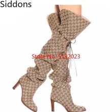Женские сапоги выше колена на высоком каблуке; Chaussure; Тонкие Туфли-гладиаторы на шнуровке с острым носком; zapatos mujer Sapato; D197
