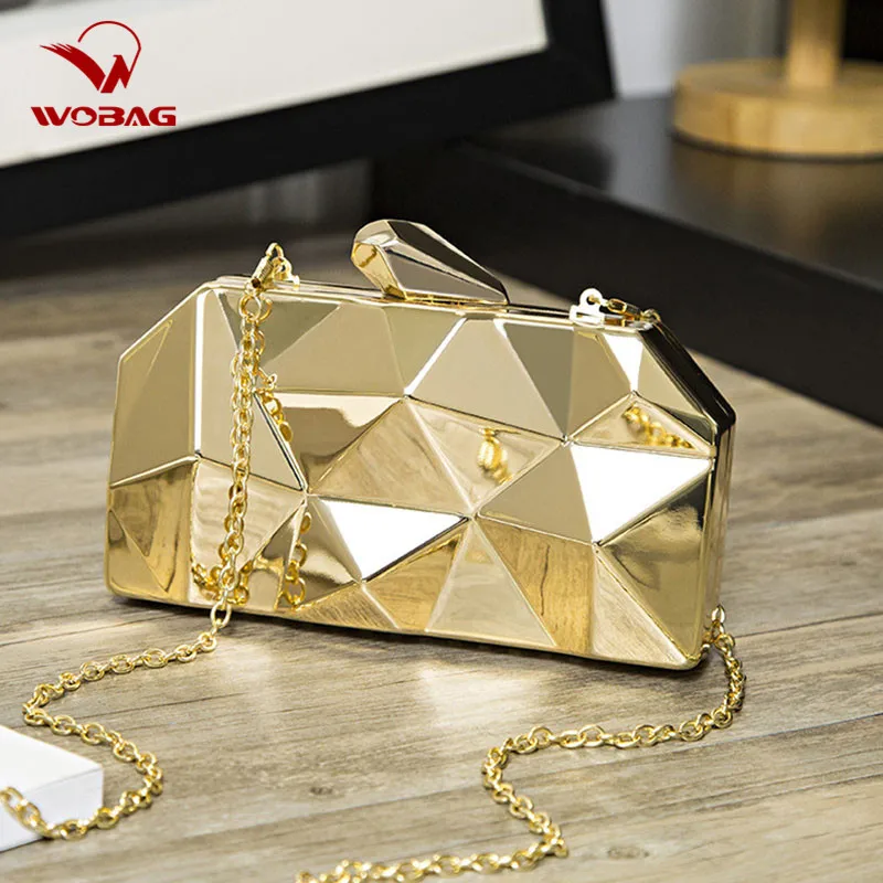 

WOBAG Fashion Acrylic Box Geometry Clutch Evening Bag Elegant Chain Women High Grade Handbag Wedding/Dating/Party Shoulder Bag