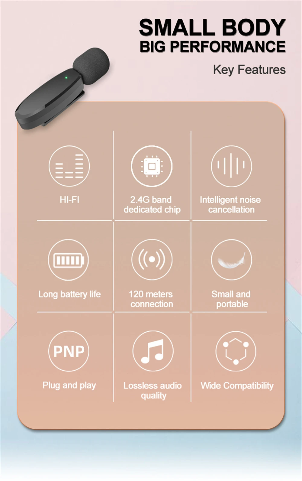 Microphone Lavalier sans fil pour Smartphones-2
