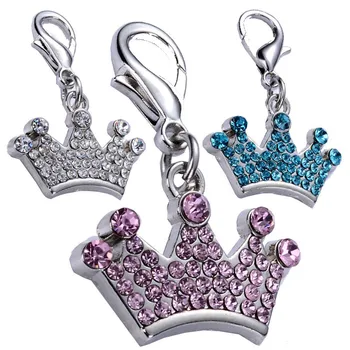 

Dog Tag Crystal Crown Shaped Charm Pendant for Pet Collar Accessories Rhinestone Dog Pet ID Tags Pets Supplies Pet Accessories