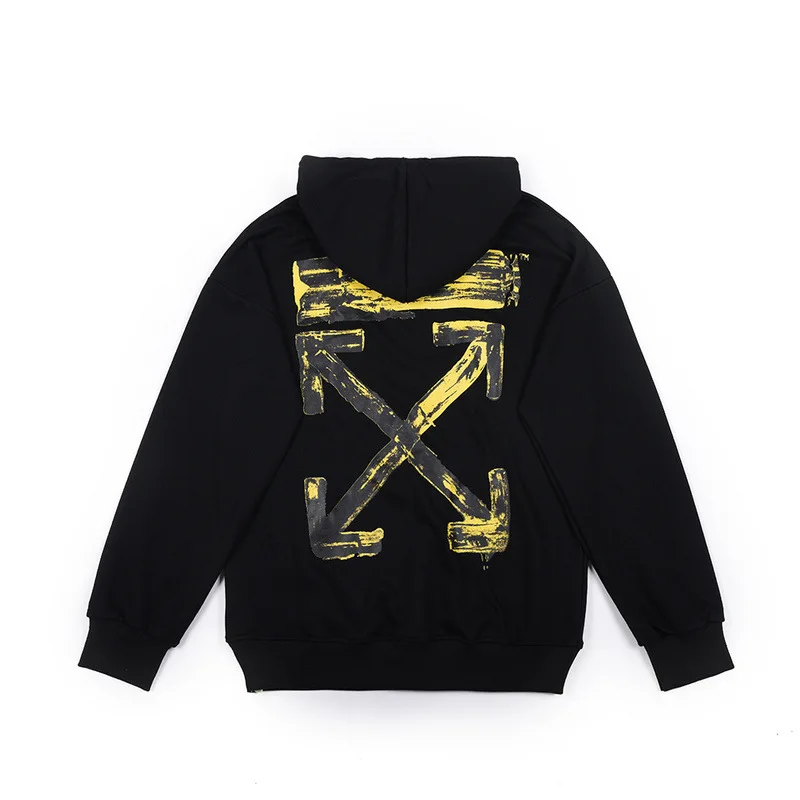 19SS OFF-WHITE OW Explosion краска стрелка цветная линия с капюшоном Мужская Пара Толстовка