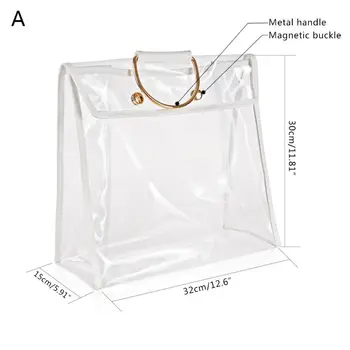 

Transparent Dust Bag Clear Purse Organizer Dustproof Handbag Wardrobe Hook Holder for Women Valentine's Day