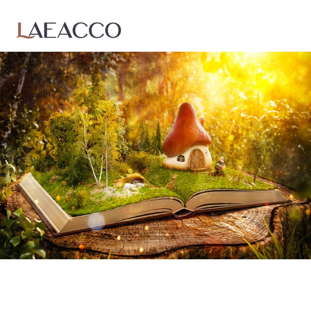 Laeacco фон для фотостудии с зеленым лесным деревом сказочным домом травой