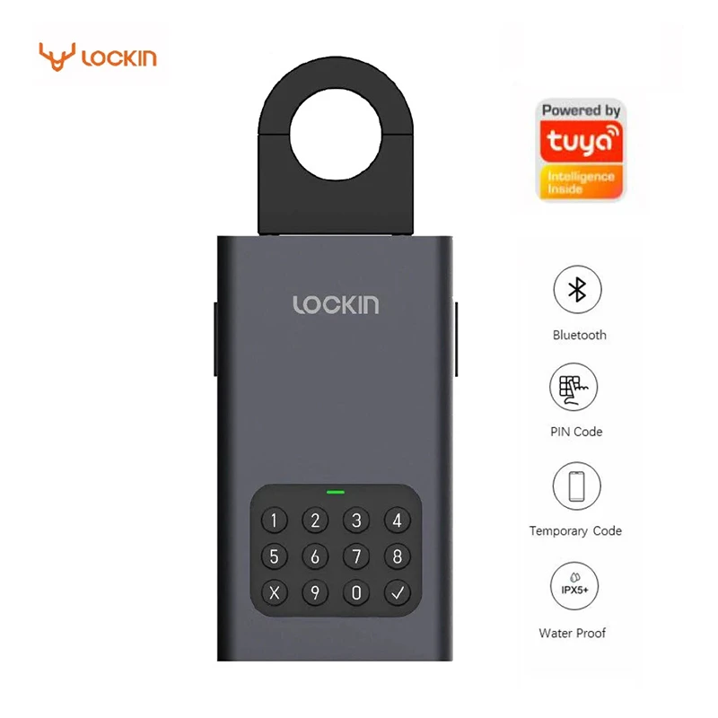 Lockin Smart Remote Control Smart Key Storage Lock Box Wireless Password Key Safe Alloy Box IPX5 Waterproof For Tuya APP