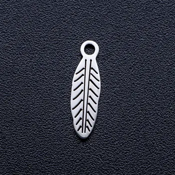 

10pcs/lot Small Feather DIY Jewelry Charms Wholesale 100% Stainless Steel Charm for Bracelet Making AAAAA Quality Pendant