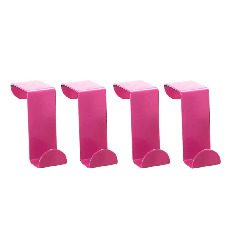 

4 Pcs Stainless Steel Door Back Style Coat Hooks Multi-function Door Back Hooks Family Clothing Key Hanger (Pink)
