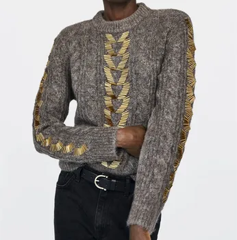 

ZAraing winter new women brass hand twist sweater